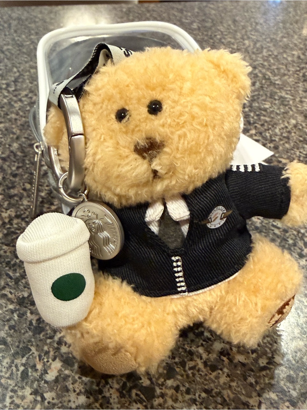 Starbucks  + Starlux  Taiwan Exclusive Avaition Captain Plush Bear Keychain - - Picture 4 of 5